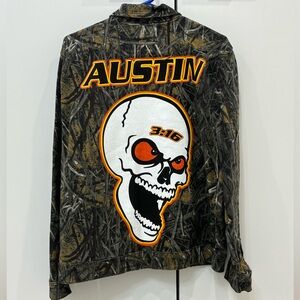 WWE WWF Stone Cold Steve Austin Mossy Oak RealTree Camo Print Work Jacket Size S